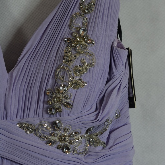 Lilac Beaded Sequin Rhinestone Gown SZ 14 NWT - Picture 5 of 16